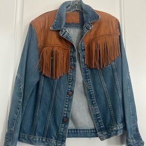 Denim Jacket with Brown Fringe
